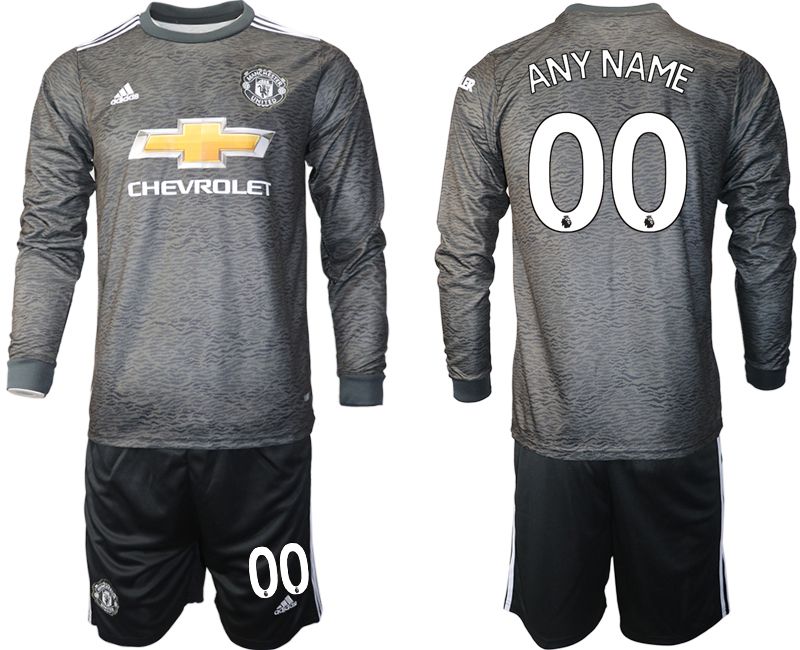Men 2020-2021 club Manchester united away long sleeve customized black Soccer Jerseys->mlb dust mask->Sports Accessory